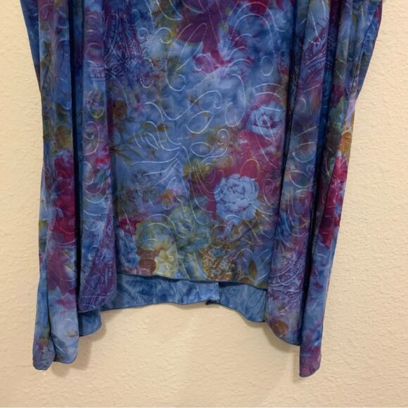 BRITTANY BLACK Tunic Women’s 2X Blue Purple Floral Short Sleeve Shark Bite Top. - Picture 5 of 10